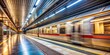 © STDG - Empty train speeding past station, metro train waiting on platform , commuting, transportation, high speed