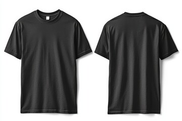 Black Tshirt Mockup Front and Back Isolated created with Generative AI