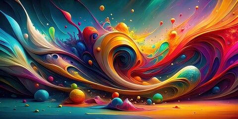 Poster - Colorful and dynamic abstract artwork, vibrant, expressive, vibrant, abstract, modern, geometric, colorful, design, shape