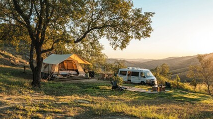 Canvas Print - Camping Adventure in the Hills