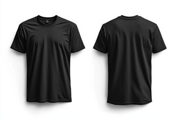 Black Tshirt Mockup Front and Back Isolated created with Generative AI