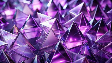 Abstract violet background with triangular glass-like shapes reflecting light refraction, abstract, violet, background