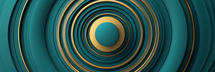 Wall Mural - Modern wallpaper with abstract shapes in the form of concentric circles, generative AI