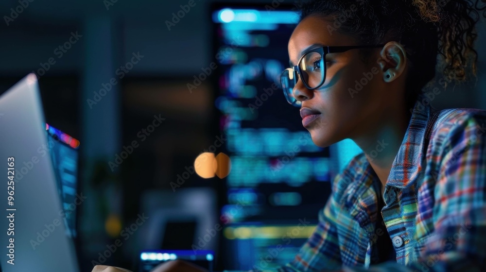 Portrait of a multiethnic QA engineer using a laptop, fixing bugs in ...