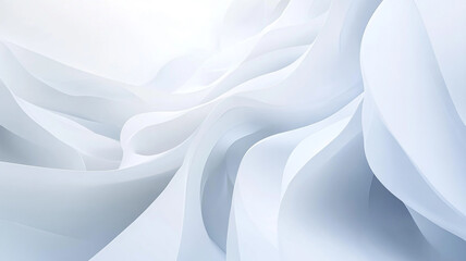 Poster - Soft, flowing white abstract illustration resembling gentle waves in a serene, tranquil atmosphere