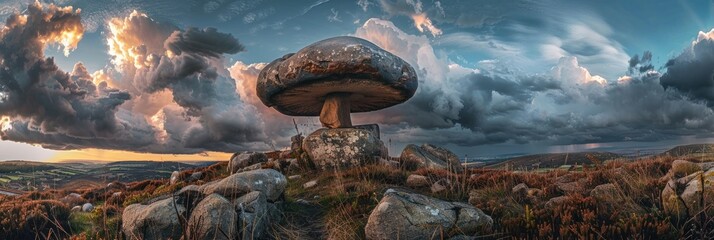 Poster - Massive rock formation resembling a mushroom beneath a striking sky