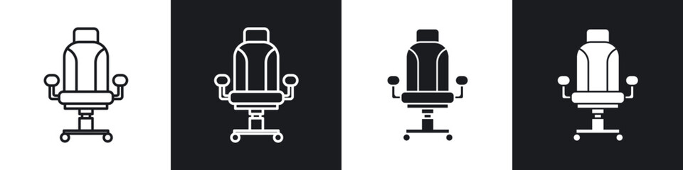 Wall Mural - Gaming chair line icon vector illustration set.