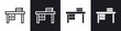 © iconic - Study table line icon vector illustration set.