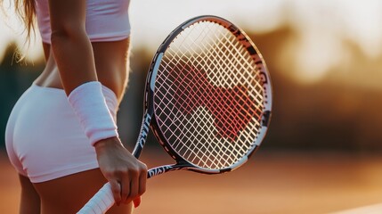 A woman holding a tennis racket on a court