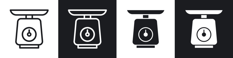 Poster - Kitchen scales line icon vector illustration set.