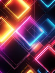 Poster - A colorful, neon-lit background with squares of different colors