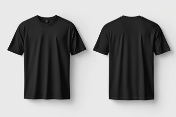 Black Tshirt Mockup Front and Back Isolated created with Generative AI