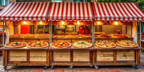 Pizza stall photography in night 