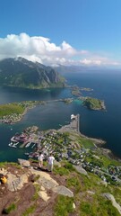 Wall Mural - the breathtaking view from the summit of reinebringen mountain reveals a spectacular sight of the ch