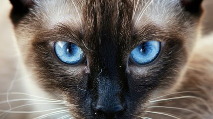 Canvas Print - Close Up of a Siamese Cat with Blue Eyes