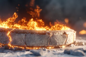 Poster - Burning log in the snow