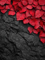 Poster - Vibrant red rose petals on a dark background