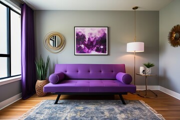 Wall Mural - Chic Purple Futon and Modern Room Decor Ideas for Trendy Interiors