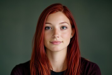 Wall Mural - Confident young woman with vibrant red hair