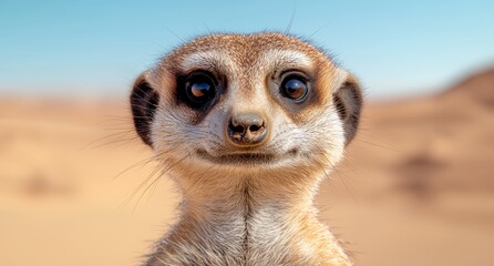 Wall Mural - close-up portrait of a curious meerkat