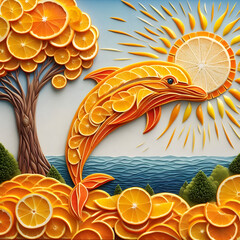 Wall Mural - Orca and Sun