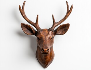 Wall Mural - Carved wooden deer head wall mount