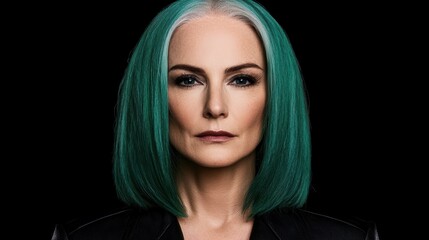 Striking woman with vibrant green hair