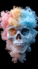 Canvas Print - Colorful smoke skull