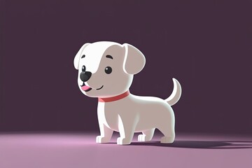 Charming Three-Dimensional Illustration of a Cute Cartoon Puppy in a Minimal Stylised Design