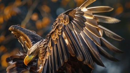 Poster - Eagle with Spread Wings in Golden Light