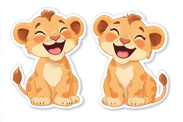 lion cute animal cartoon happy character jungle playful smiling young wildlife fun joyful adorable illustration children rest company friendship nature 