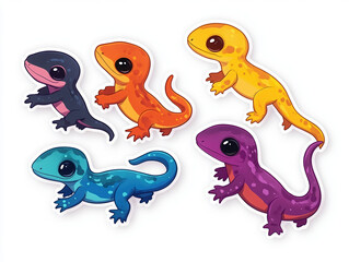 lizard gecko reptile colorful cartoon illustration animal cute characters amphibian nature clipart stickers fantasy vibrant colors playful design pet wildlife