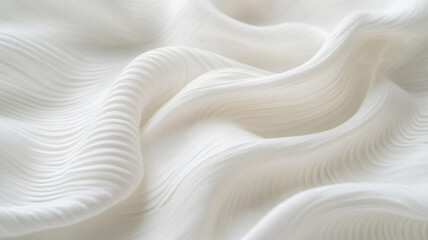 Poster - Soft white fabric waves draped elegantly in natural light highlighting delicate texture
