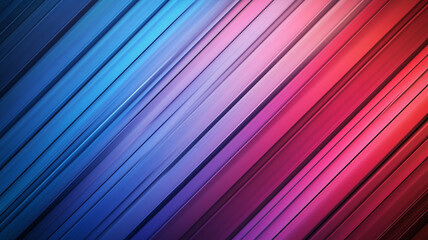 Poster - Vibrant abstract illustration of diagonal lines blending in shades of blue, purple, and pink