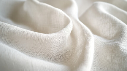Poster - Soft white fabric with gentle folds creates an elegant texture in natural light setting