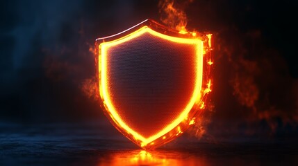 Flaming Shield   Protection  Security  Power  Symbol  Concept  Design  Abstract  3D Rendering