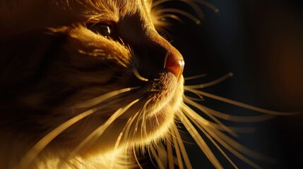 Sticker - Close-up of a Cat's Face Illuminated by Sunlight