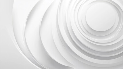 Poster - Elegant white layered illustration showcasing dynamic circular forms and textures
