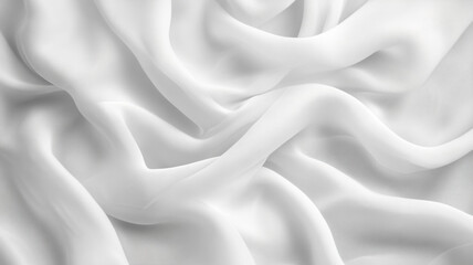 Poster - Soft white fabric draped elegantly in waves reflecting gentle light and shadows