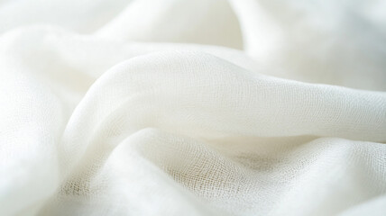 Poster - Soft white fabric draped gently on a surface evokes tranquility and simplicity in design