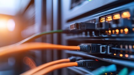 Poster - Close-up of Server Rack with Cables