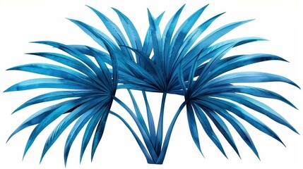 Wall Mural - Vibrant watercolor depiction of the tropical Fern Phlebodium Blue Star isolated on a crisp white background. Perfect for nature lovers.