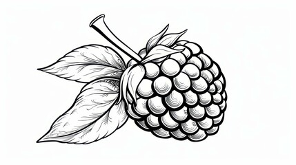 Wall Mural - Delight in a handdrawn illustration of a vibrant raspberry, perfect for berry lovers and art enthusiasts alike.