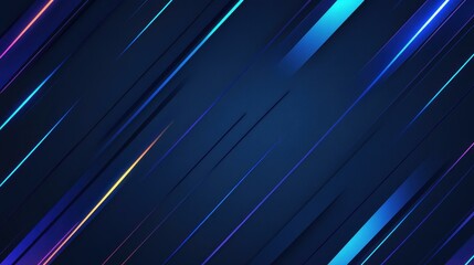 Poster - Explore the depth of dark blue with glowing triangles and shiny lines, creating a modern techinspired abstract background.