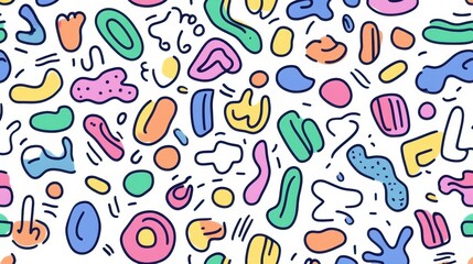 Sticker - Discover a fun line doodle pattern perfect for kids Ideal for trendy designs and creative abstract projects.