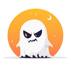 Sticker - Spooky ghost illustration perfect for Halloween, featuring a clean white background that highlights its eerie charm.