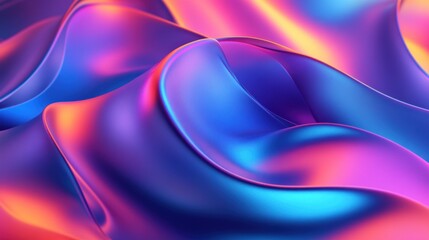 Canvas Print - Abstract iridescent liquid with blue, purple, and pink hues