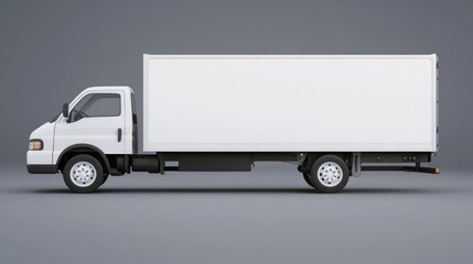 A white semi truck is parked on a grey road