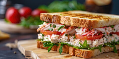 Wall Mural - Making a Club Sandwich with Imitation Crab Meat