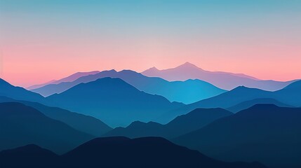 Sticker - Silhouettes of Mountain Ranges at Sunset